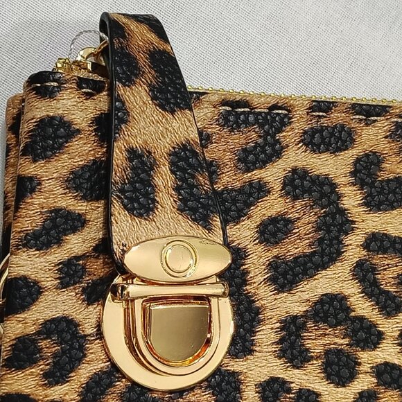 Jen & Co Riley Leopard Print Handbag Crossbody Strap Wristlet Vegan Leather NWT - Picture 15 of 16